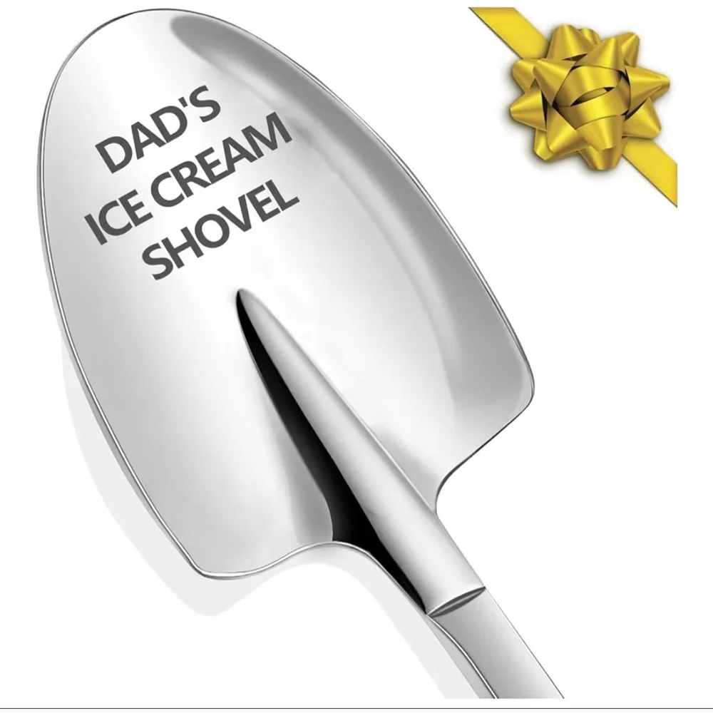 NEW Set of 4 Fathers Day Ice Cream Shovel Funny Engraved Stainless Steel